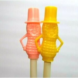 Mr Peanut Vintage Pink Yellow Drinking Straws 1950s Planters Peanuts Pop Culture